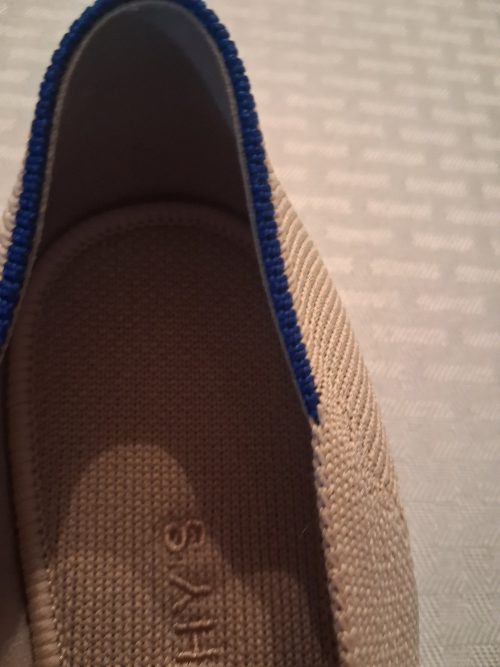Rothy's Women's Beige Knit Ballet Flats with Navy Trim - Picture 6 of 13